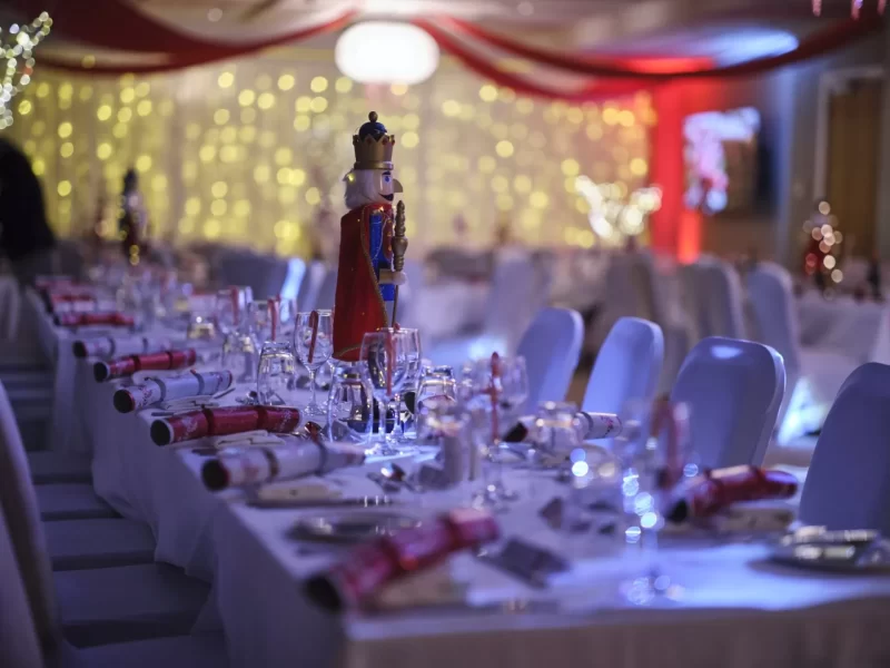 Christmas Party Night Table setting at Wivenhoe House Hotel