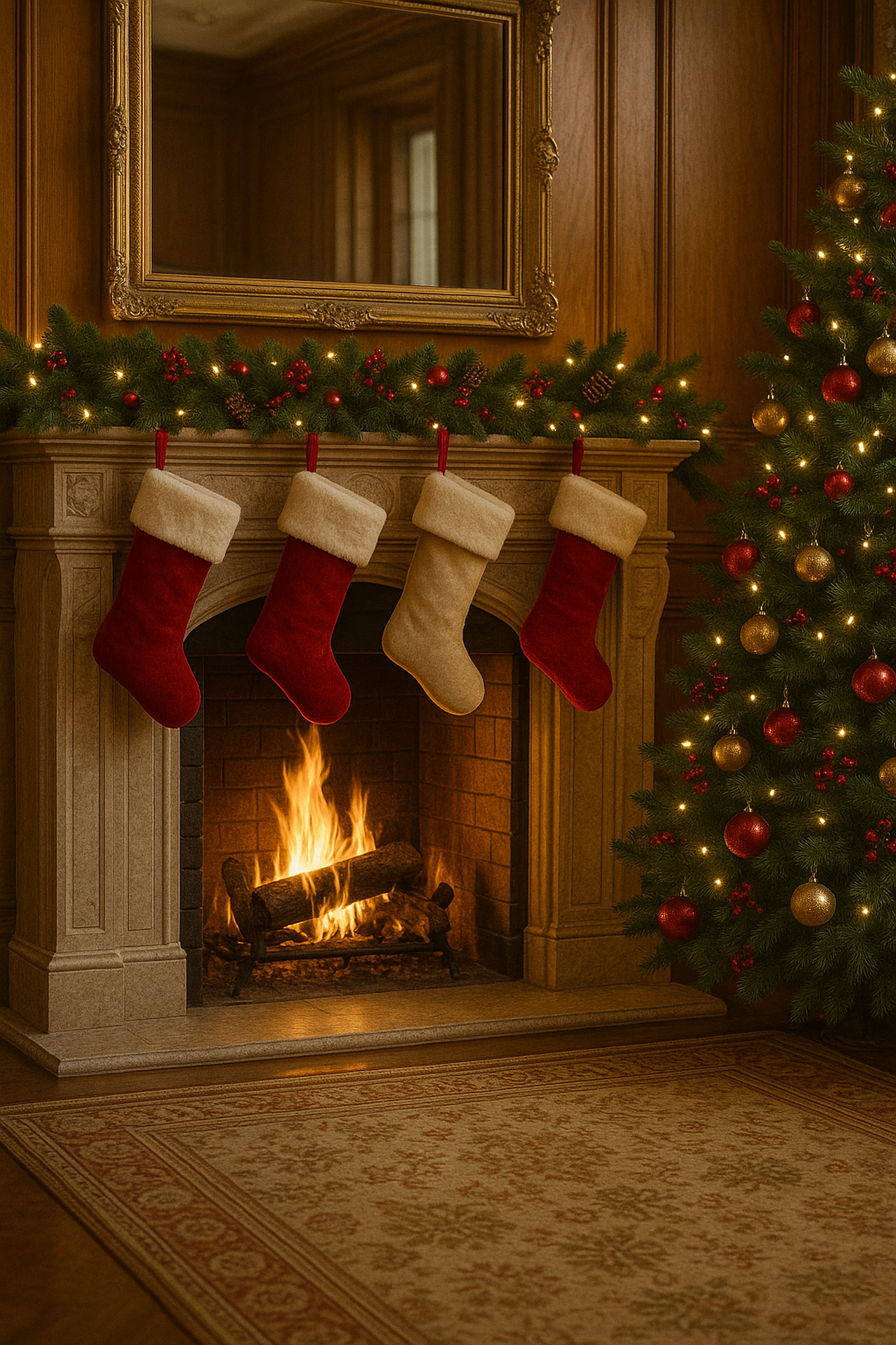 Cozy fireplace christmas